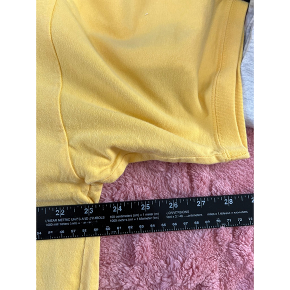 VTG Badge Shirt Mens XL Short‎ Sleeve V Neck Blue T-Shirt 100% Cotton 90s Y2K - Picture 10 of 12